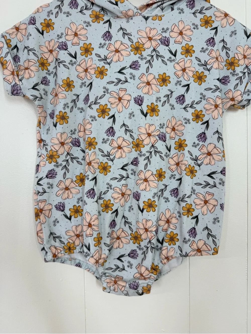 Little One Shop Floral Hooded Short Sleeve Bubble Romper